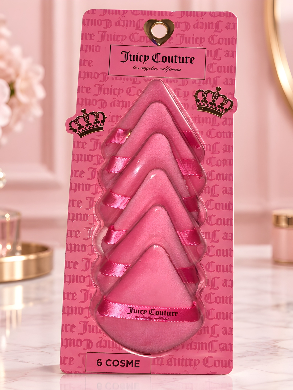 Juicy Couture Pink Triangle Bath Sponges 6 Pack